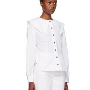 Ganni white frill shirt
